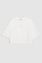 ANINE BING Myers Cropped Tee Framed Monogram - Ivory