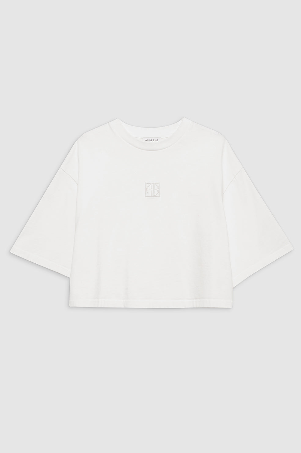 ANINE BING Myers Cropped Tee Framed Monogram - Ivory