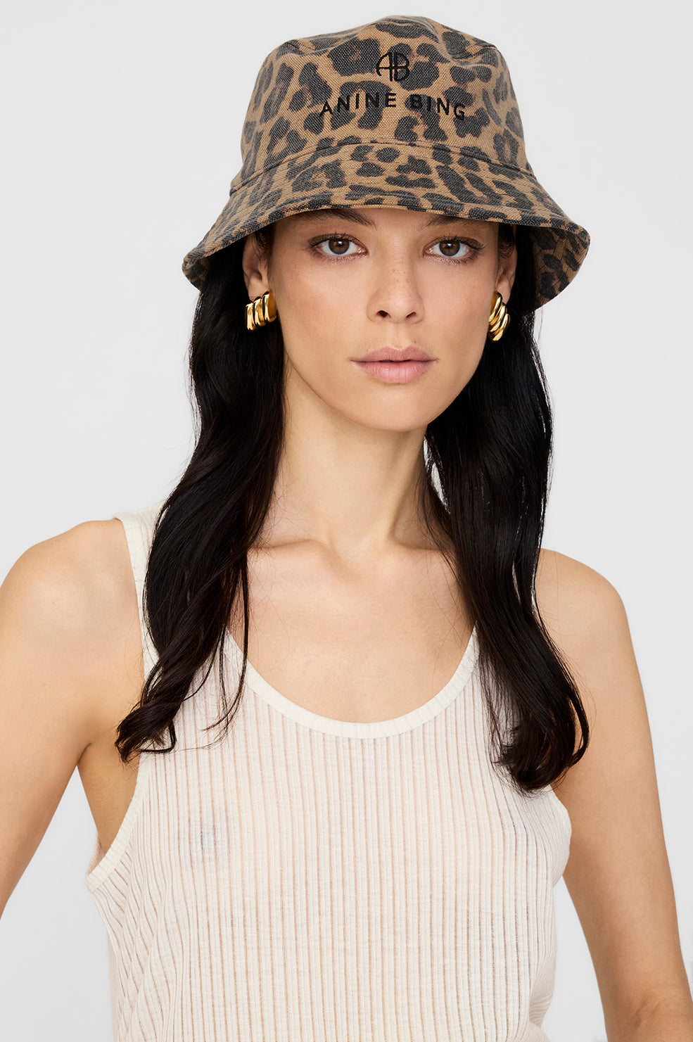 Nicks Bucket Hat - Black And Brown Leopard View 4