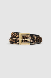 ANINE BING Nicola Belt - Leopard Calf Hair - Rolled Up View 