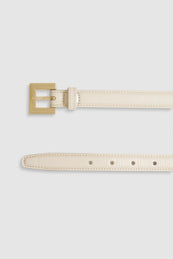 ANINE BING Nicola Belt - Bone Crinkled Patent
