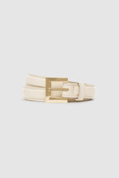 ANINE BING Nicola Belt - Bone Crinkled Patent