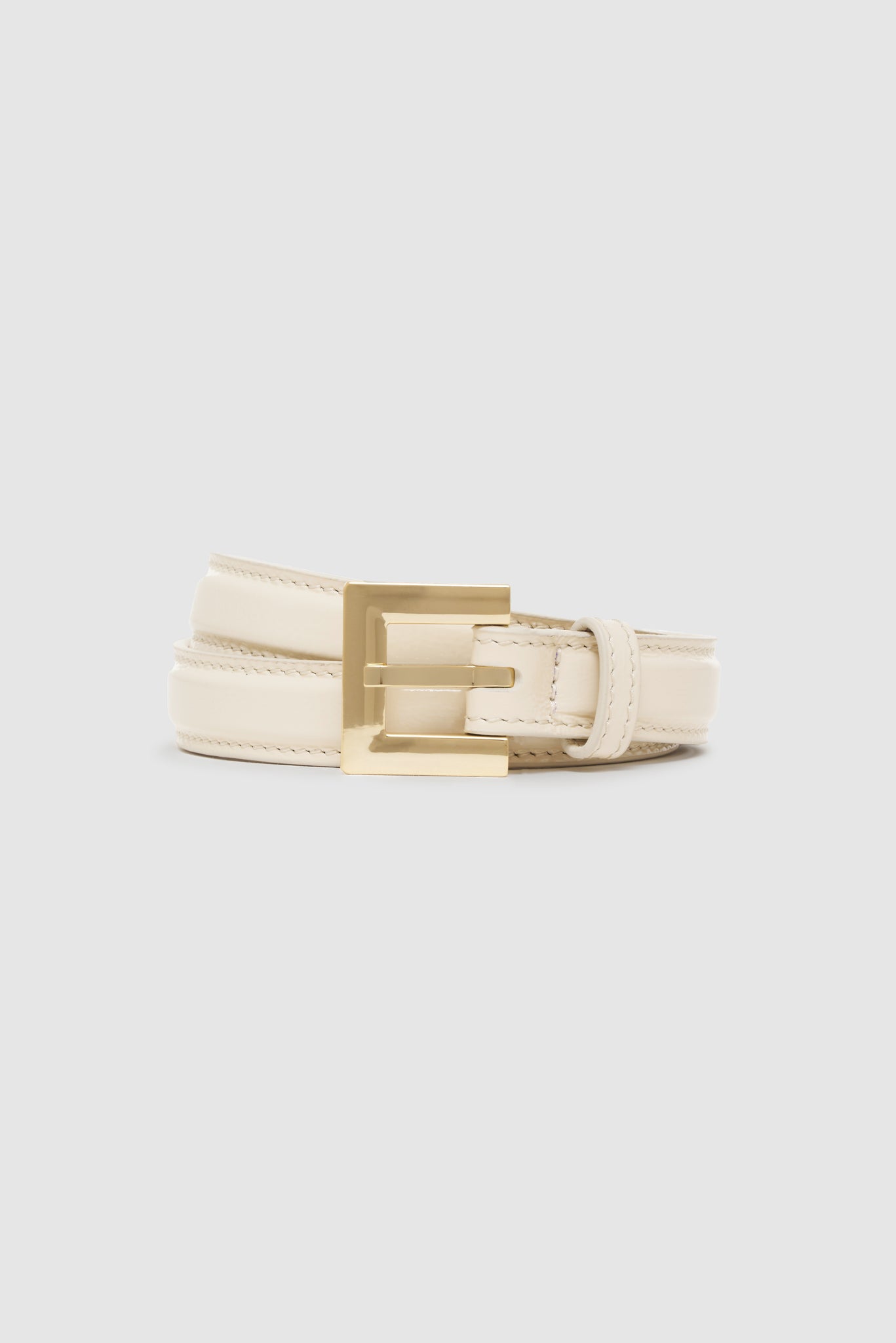 ANINE BING Nicola Belt - Bone Crinkled Patent