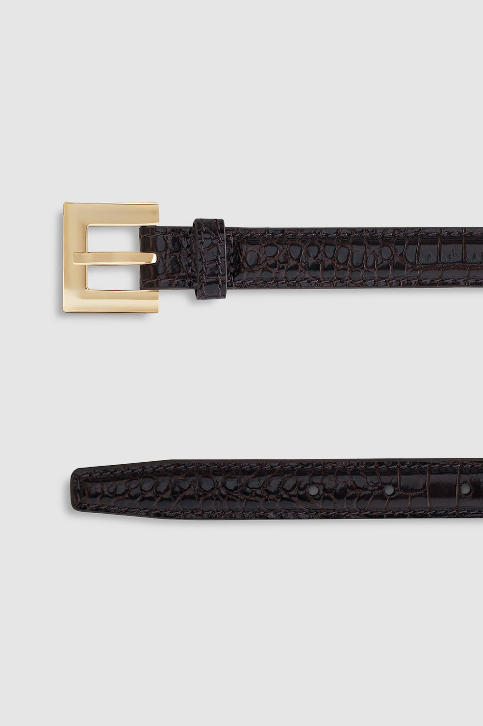 ANINE BING Nicola Belt - Dark Brown Embossed - Detail View