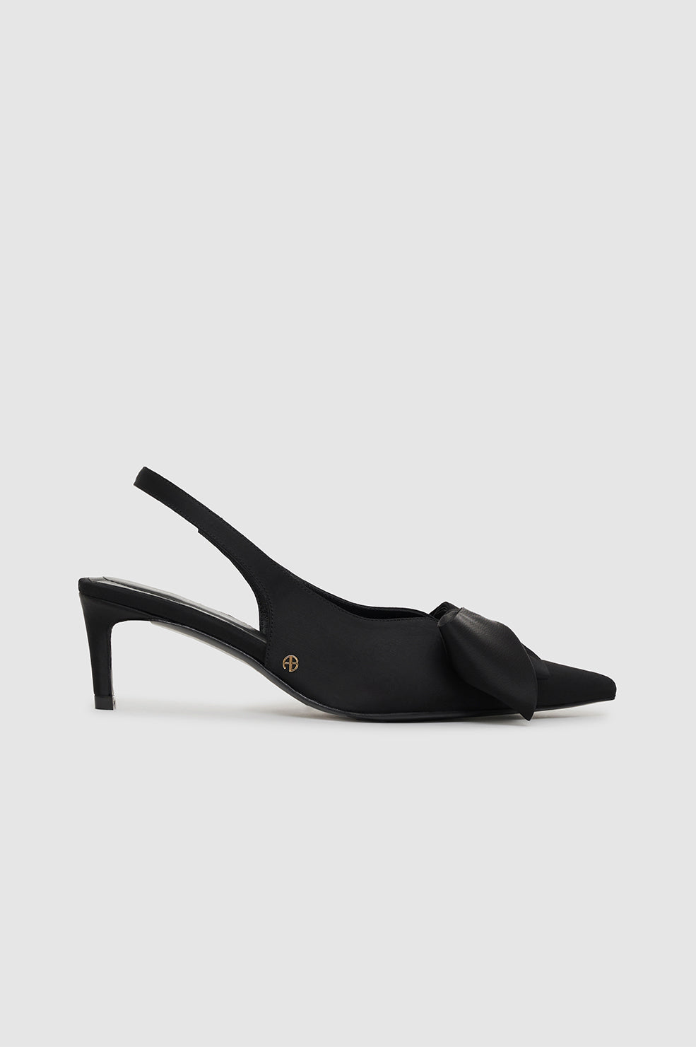 ANINE BING Nina Heels With Bow - Black Satin