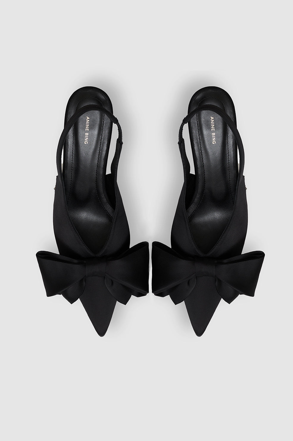 Nina Heels With Bow - Black Satin