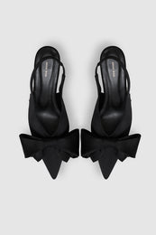 ANINE BING Nina Heels With Bow - Black Satin