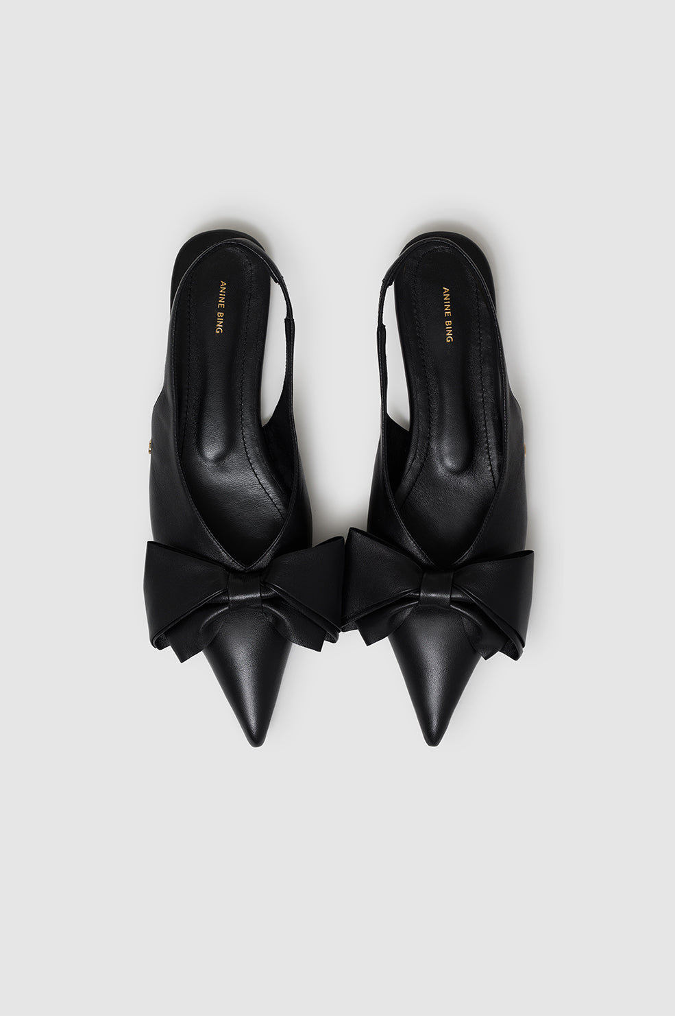 ANINE BING Nina Slingback Flats With Bow - Black