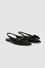 ANINE BING Nina Slingback Flats With Bow - Black