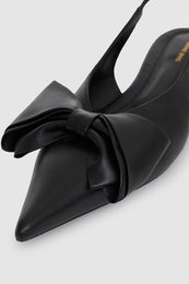 ANINE BING Nina Slingback Flats With Bow - Black