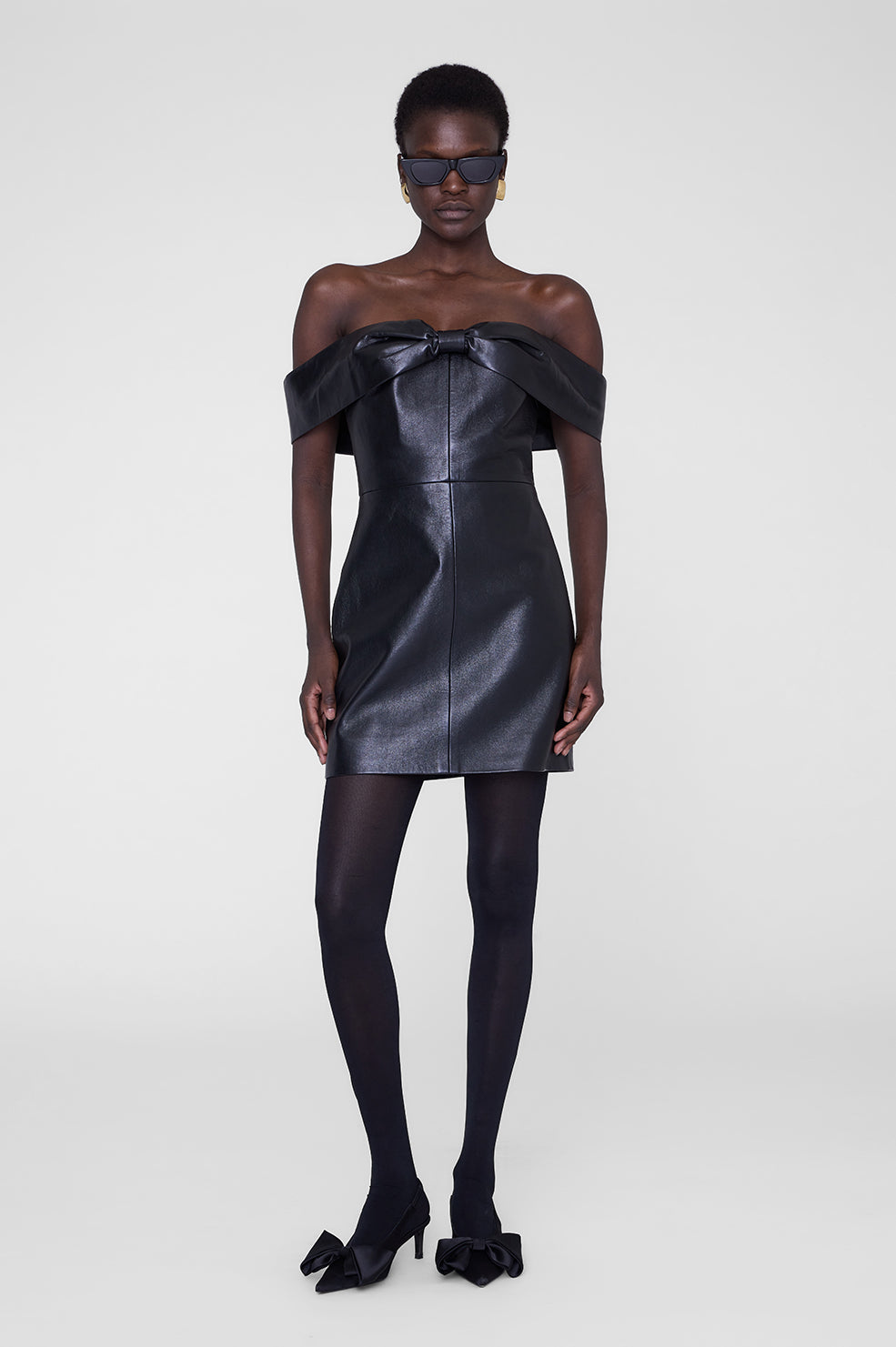 Nina Heels With Bow - Black Satin View 3