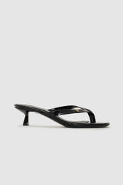 ANINE BING Noelle Thong Heels - Embossed Black - front view