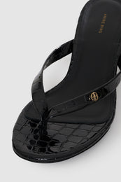 ANINE BING Noelle Thong Heels - Embossed Black - detail view