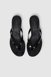 ANINE BING Noelle Thong Heels - Embossed Black - top view