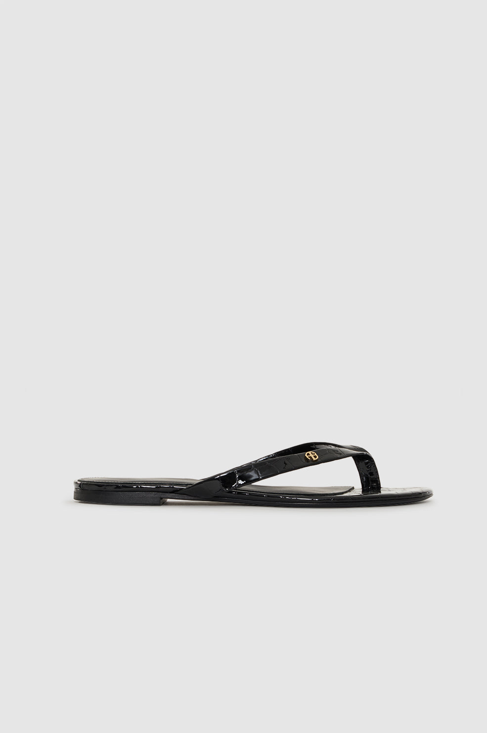 Noelle Thong Sandals - Embossed Black View 1