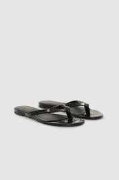 ANINE BING Noelle Thong Sandals - Embossed Black - pair front view