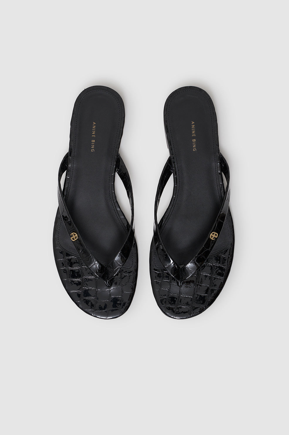 Noelle Thong Sandals - Embossed Black View 3