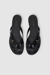 ANINE BING Noelle Thong Sandals - Embossed Black - top view