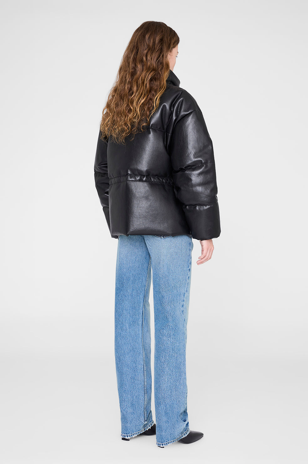 Oslo Puffer - Black Recycled Leather View 2