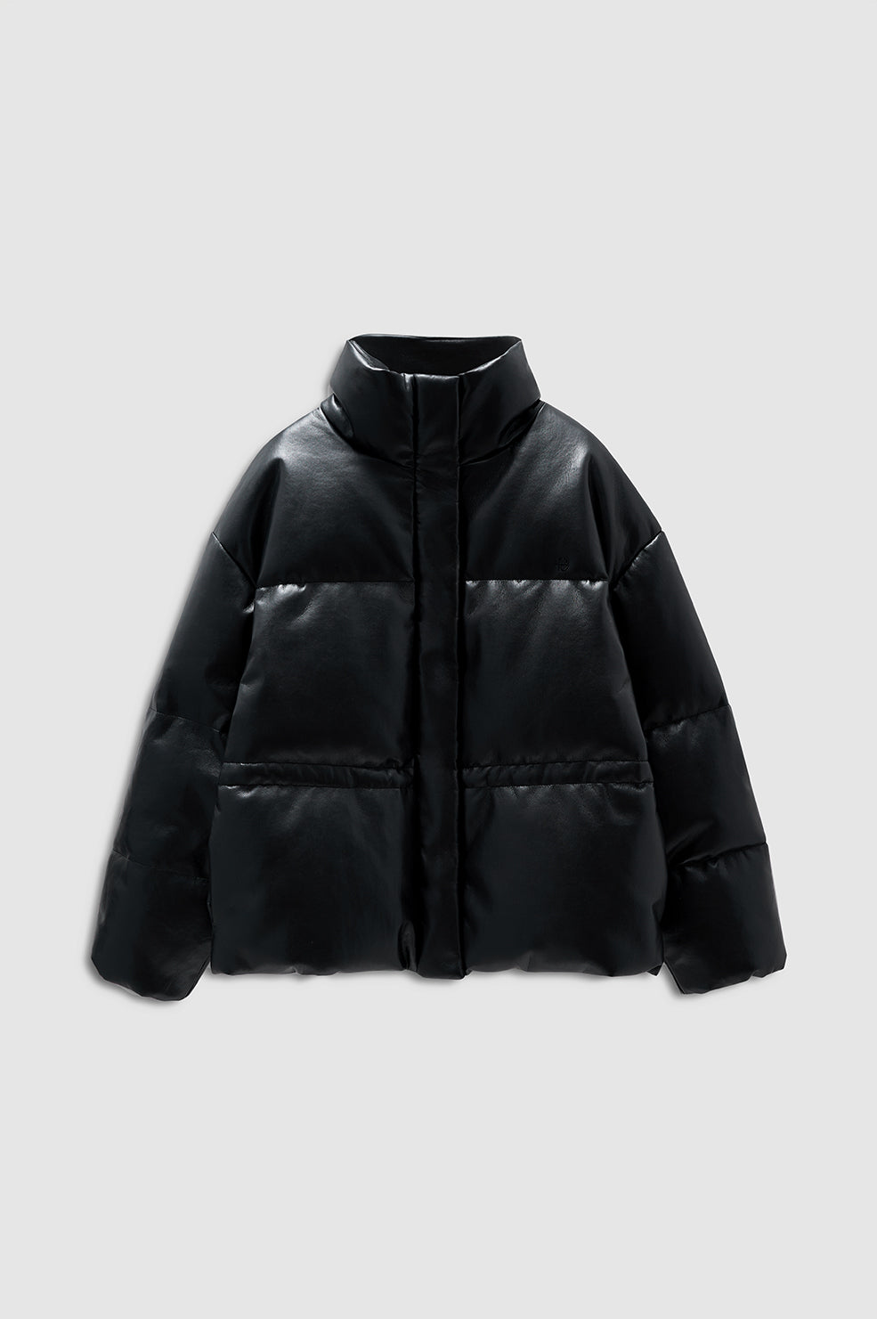 Oslo Puffer - Black Recycled Leather View 3