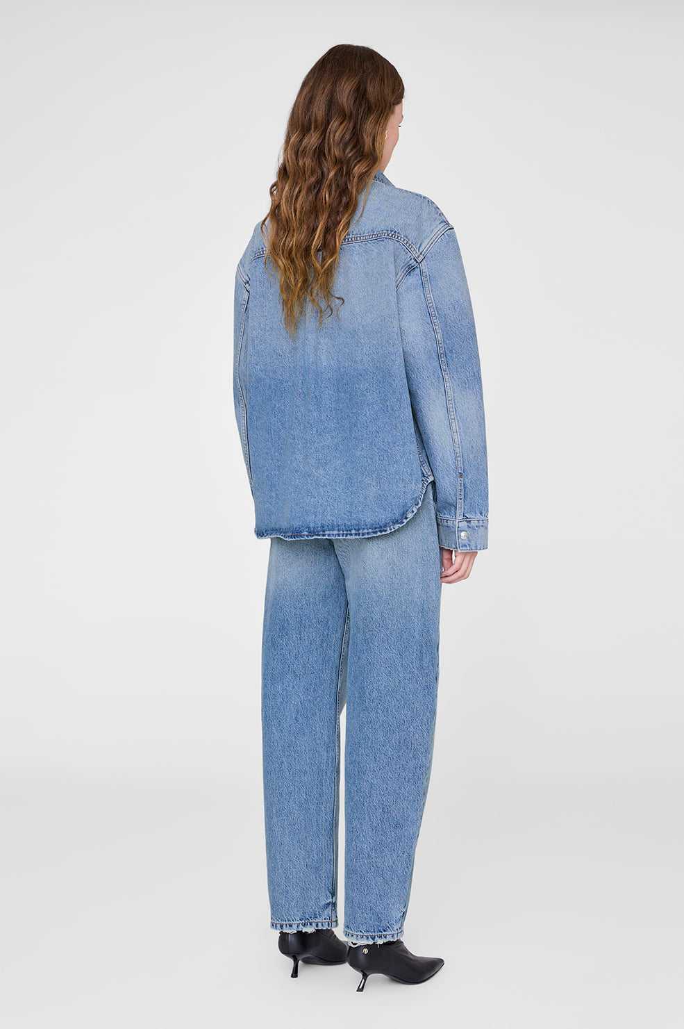 ANINE BING Paxton Shirt - Baltic Blue - on model back