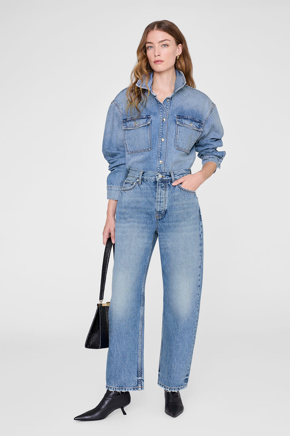 ANINE BING Paxton Shirt - Baltic Blue - on model front second image