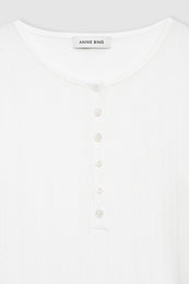 ANINE BING Pia Long Sleeve Tee - Off White - Detail View 