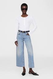 ANINE BING Pia Long Sleeve Tee - Off White - On Model Front 