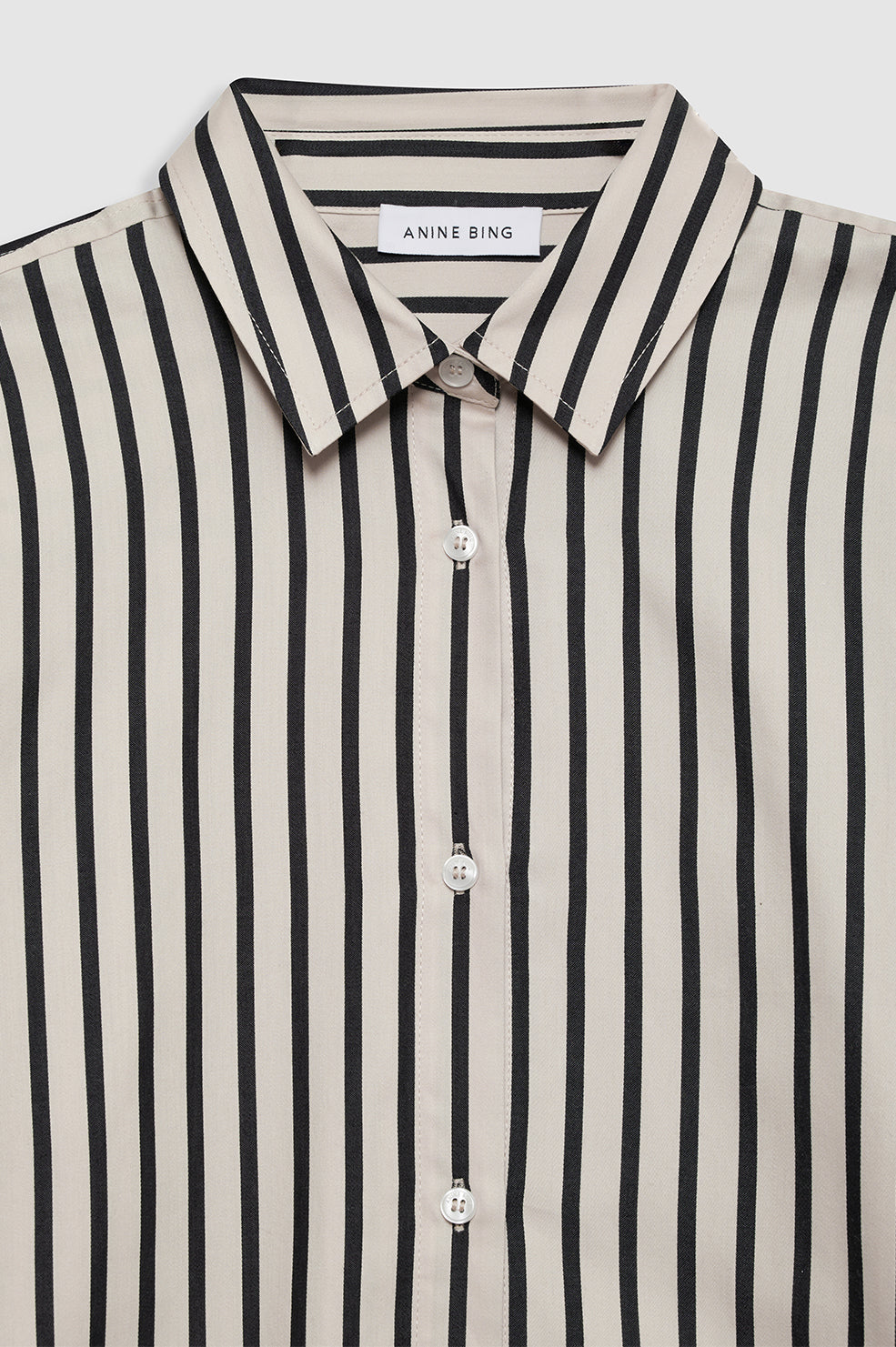 ANINE BING Plaza Shirt - Black And Tan Stripe