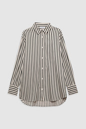 ANINE BING Plaza Shirt - Black And Tan Stripe