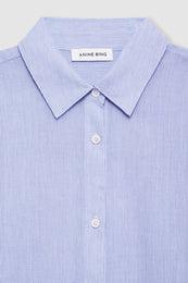 ANINE BING Plaza Shirt - Blue And White Mini Stripe - Detail View 