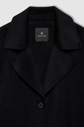 ANINE BING Portia Coat - Black Cashmere Blend - Detail View