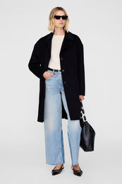 ANINE BING Portia Coat - Black Cashmere Blend - On Model Front