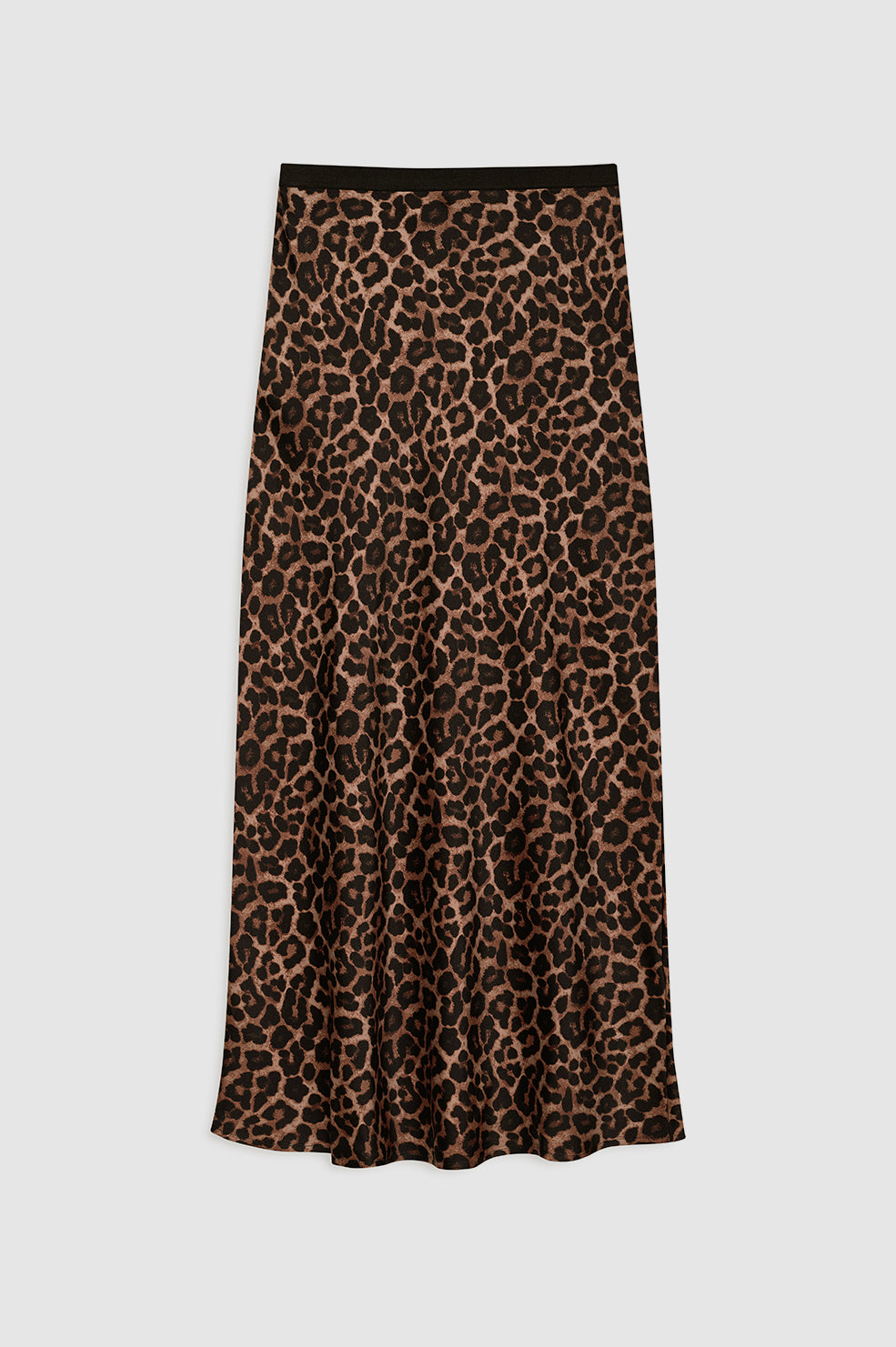 ANINE BING Printed Bar Silk Skirt - Black And Brown Leopard - Front View