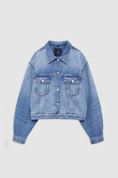 featured-img|ANINE BING Quincy Jacket - Cascade Blue - front view