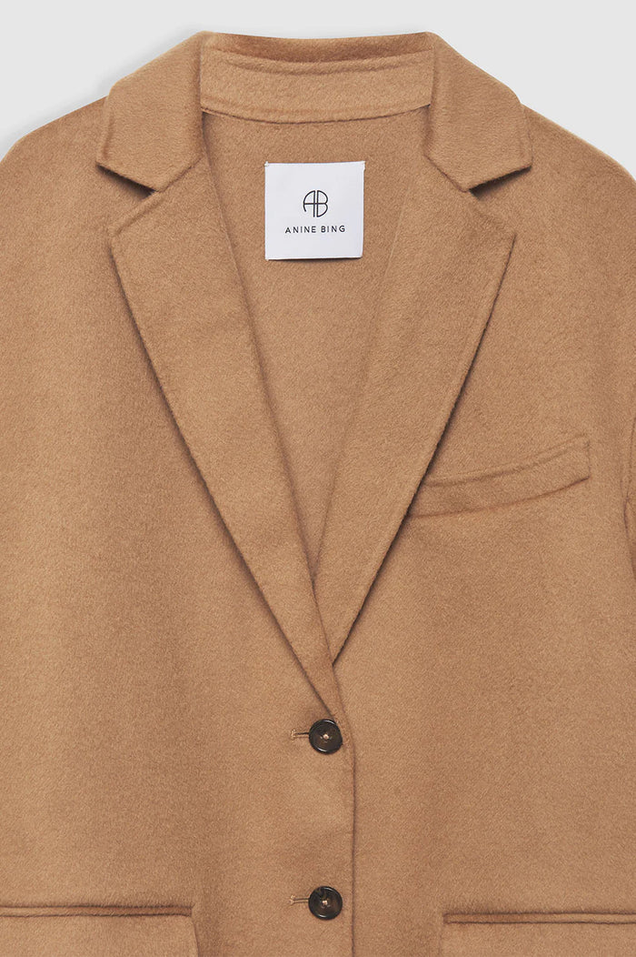 ANINE BING Quinn Blazer - Camel Cashmere Blend - Detail View