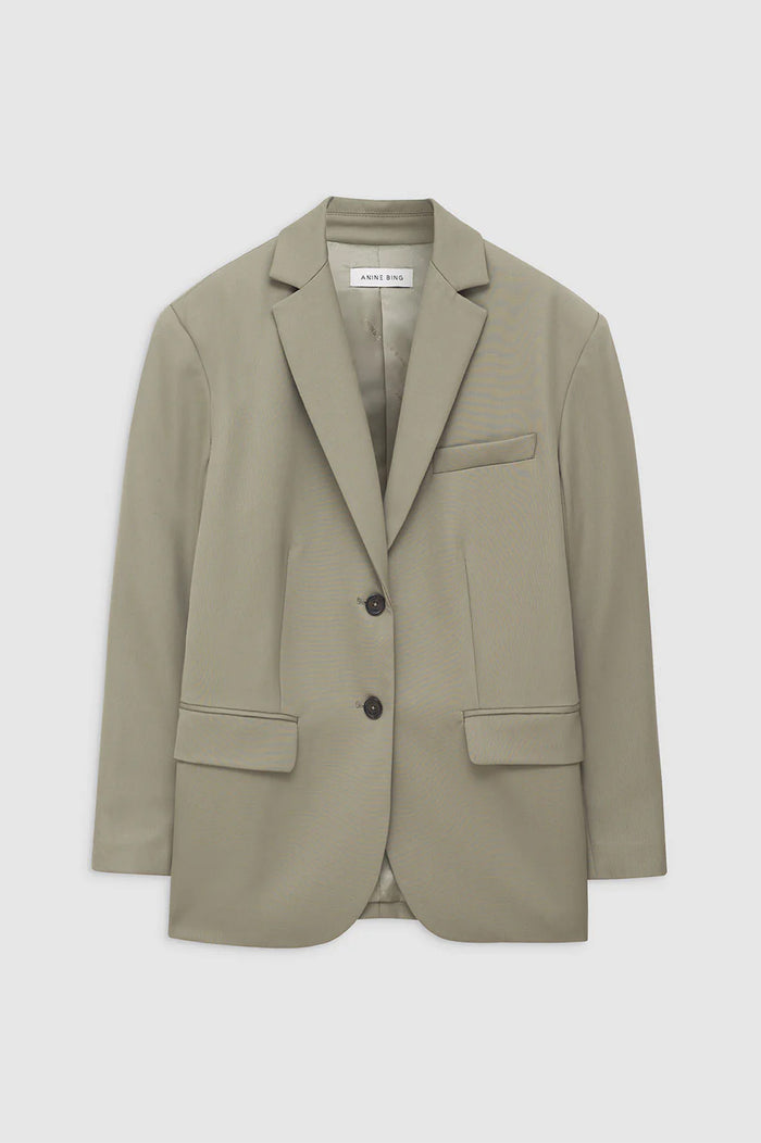 ANINE BING Quinn Blazer - Green Khaki - Front View