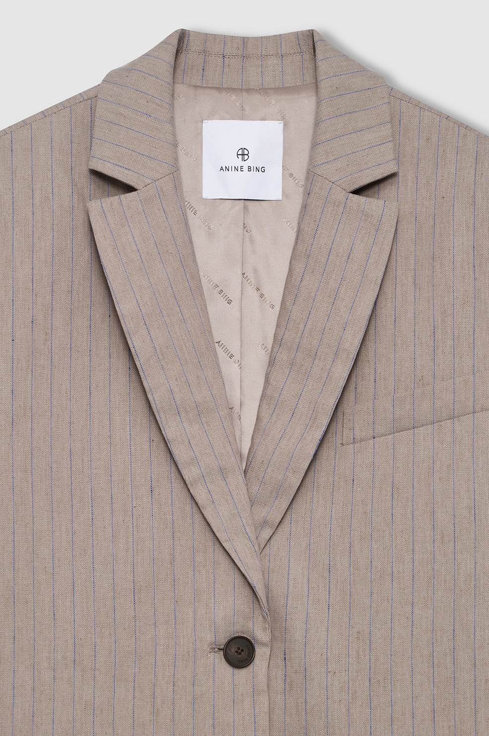 Quinn Blazer - Taupe And Blue Pinstripe View 4