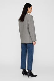 ANINE BING Quinn Blazer - Ivory And Black Herringbone - On Model Back 