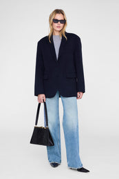 ANINE BING Quinn Blazer - Midnight Blue Cashmere Blend - on model second image