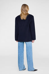 ANINE BING Quinn Blazer - Midnight Blue Cashmere Blend - on model back