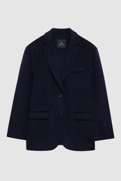 featured-img|ANINE BING Quinn Blazer - Midnight Blue Cashmere Blend - front view