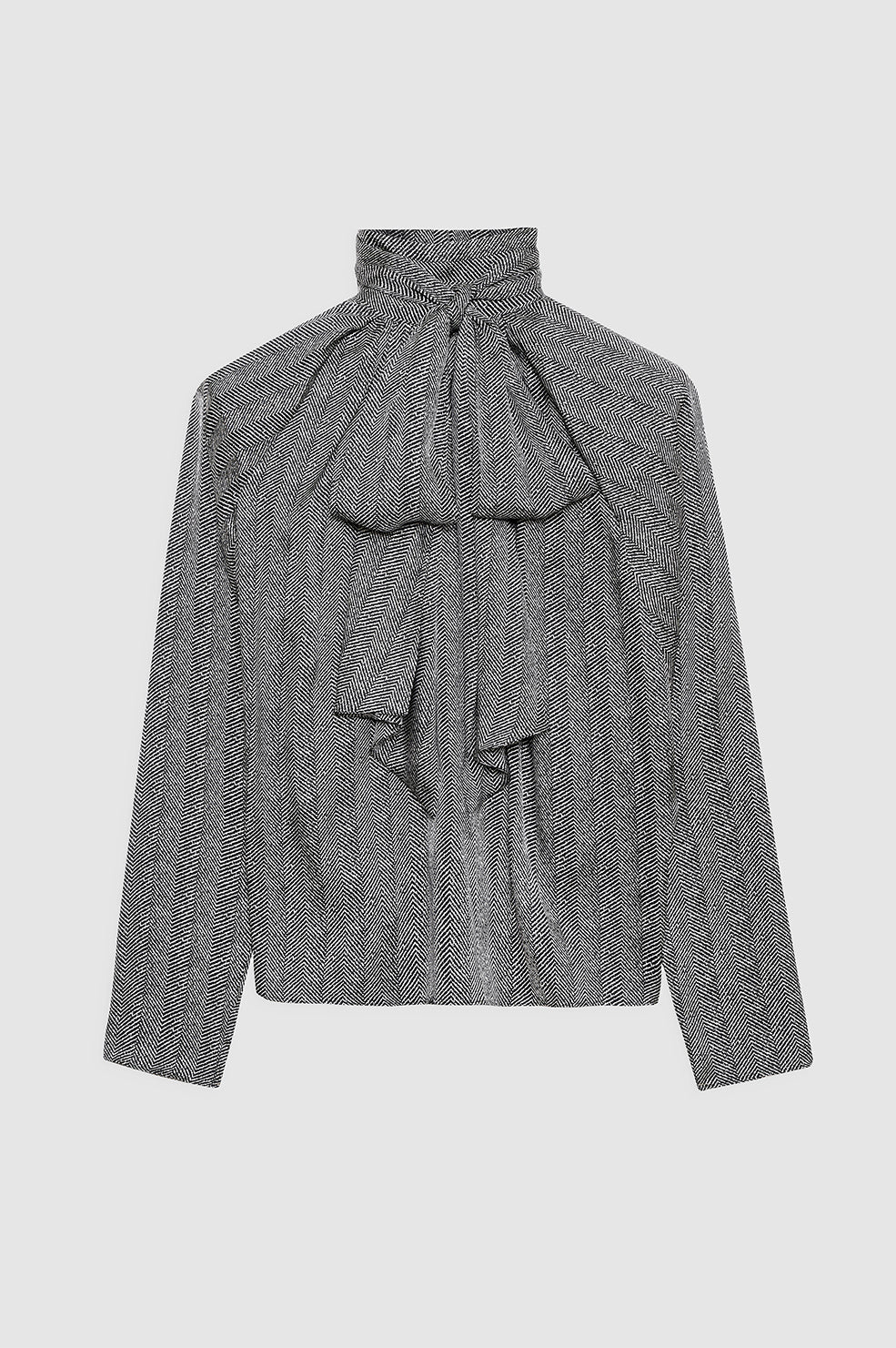 Rachel Top - Black And White Herringbone View 3