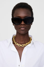 ANINE BING Rennes Sunglasses - Black - On Model View 