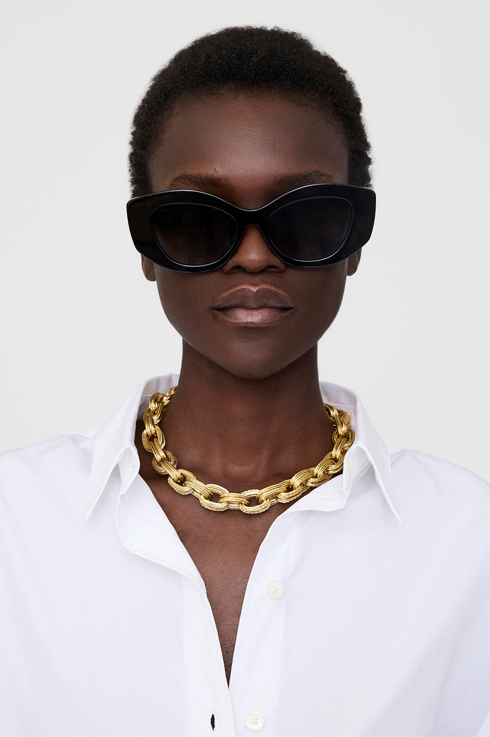 ANINE BING Rennes Sunglasses - Black - On Model View 