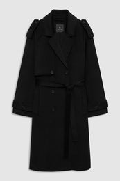 featured-img|ANINE BING Rickie Maxi Trench - Black Cashmere Blend - front view