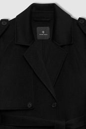ANINE BING Rickie Maxi Trench - Black Cashmere Blend - detail view