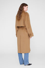 ANINE BING Rickie Maxi Trench - Camel Cashmere Blend - on model back view