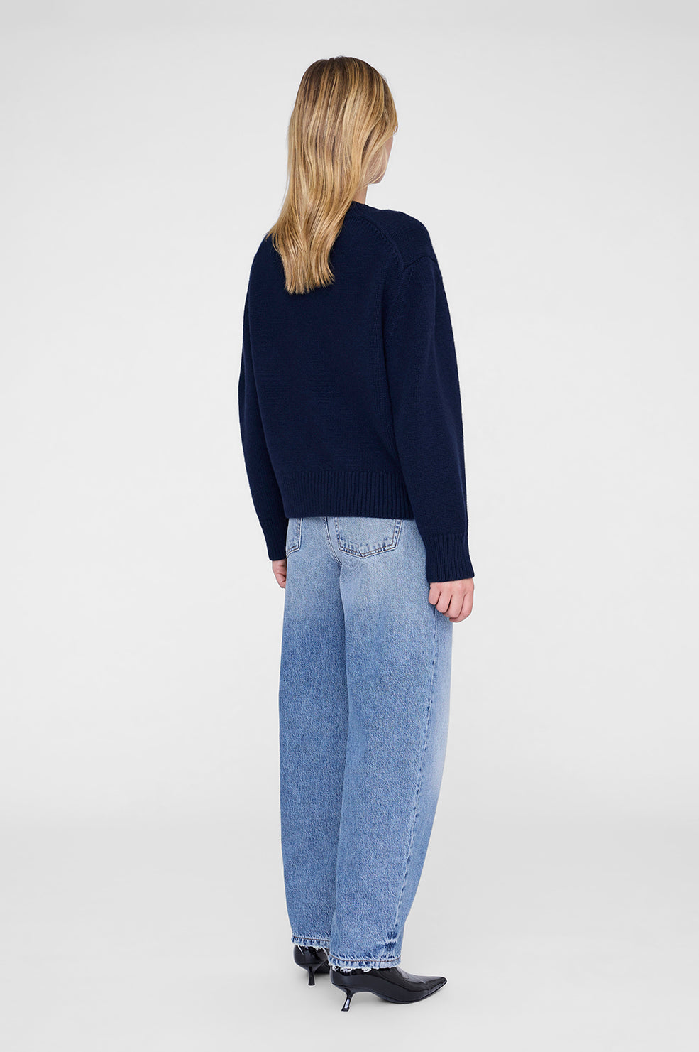 ANINE BING Roni Sweater - Midnight Blue - on model back