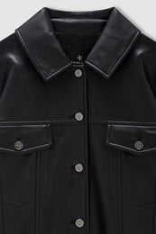ANINE BING Rory Jacket - Black Recycled Leather - detail view